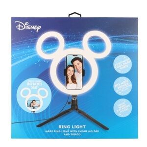 Disney 12" XL Ring Light and Smart Phone Tripod Multiple Light Modes Black